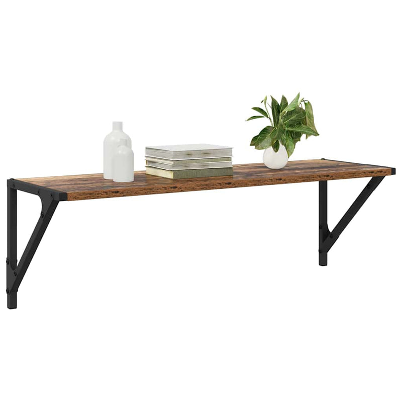 vidaXL Falpolcok polcokkal 2 pcs Öreg fa 80 x 25 x 25,5 cm Faanyag