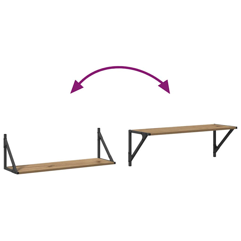 vidaXL Falpolcok 2 pcs Artisan tölgy 80 x 25 x 25,5 cm Faanyag