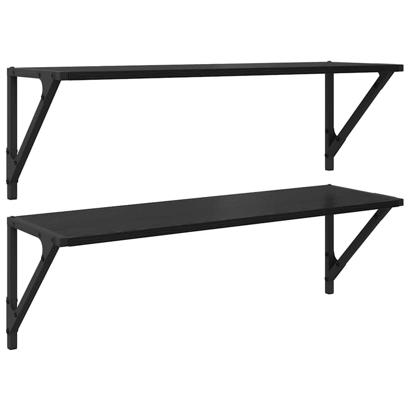 vidaXL Falpolcok 2 pcs Fekete tölgy 80 x 25 x 25,5 cm Faanyag