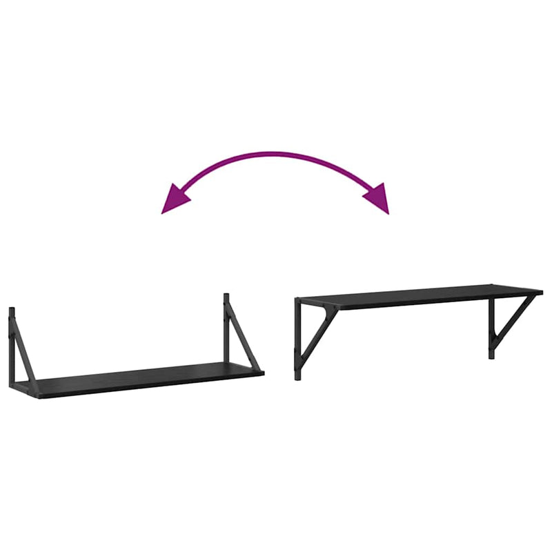 vidaXL Falpolcok 2 pcs Fekete tölgy 80 x 25 x 25,5 cm Faanyag
