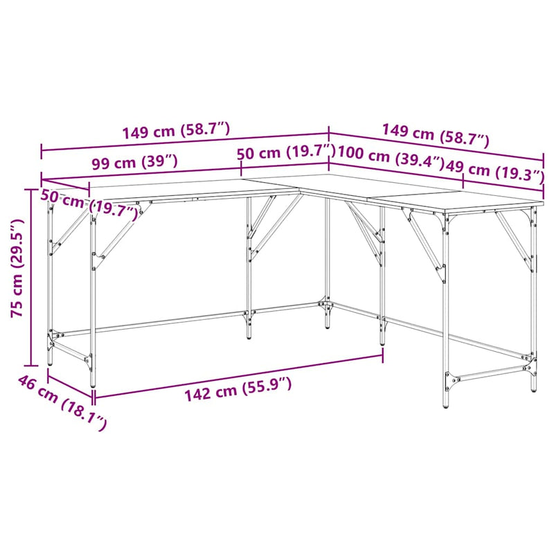 vidaXL Asztal Fekete tölgy 149 x 149 x 75 cm Faanyag