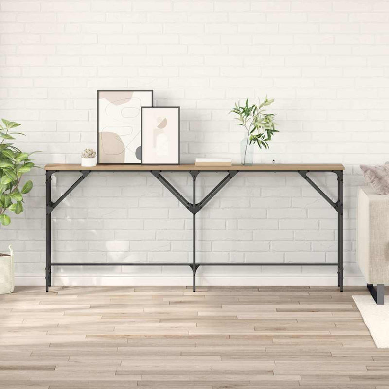 vidaXL Konzolasztal kézműves tölgy 180 x 29 x 75 cm Faanyag