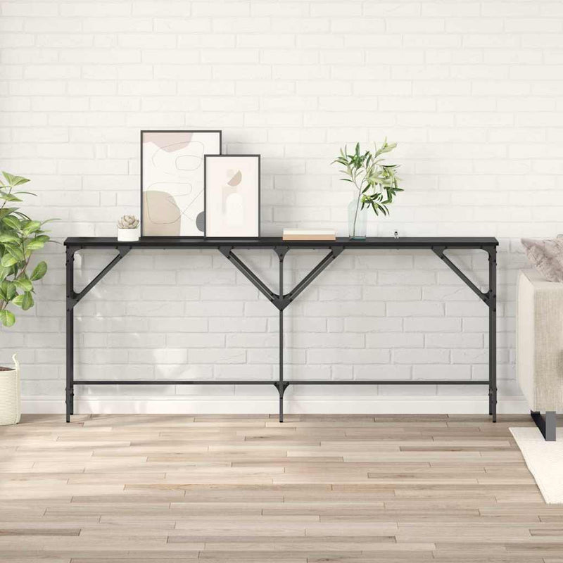 vidaXL Konzolasztal Musta tammi 180 x 29 x 75 cm Faanyag
