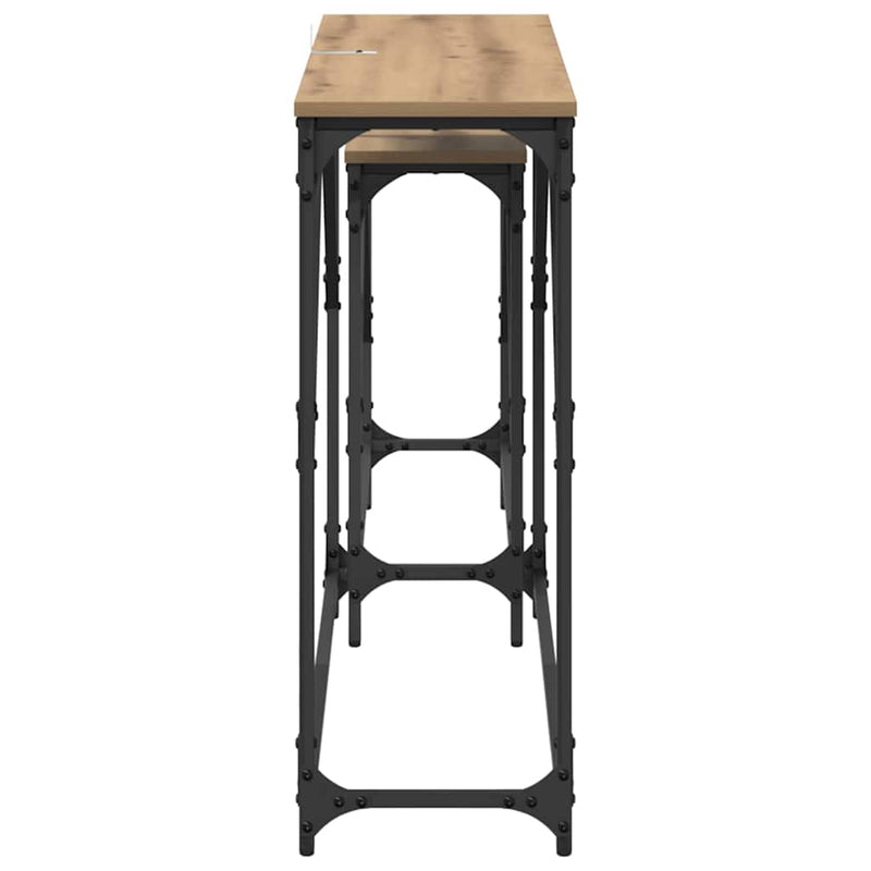 vidaXL Konzolasztal 2 pcs Artisan tölgy 100 x 28 x 75 cm Faanyag