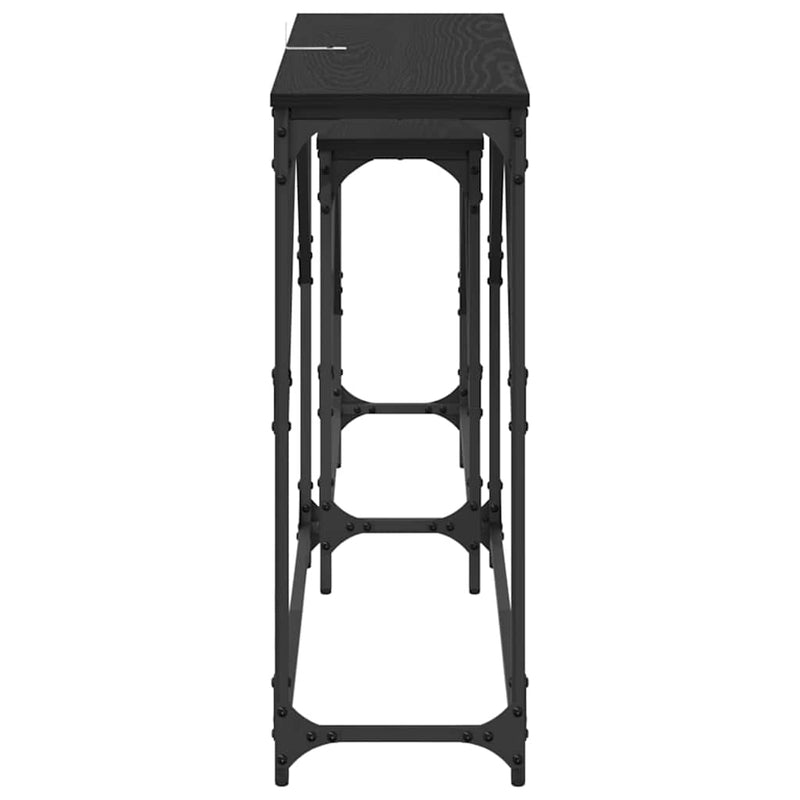 vidaXL Konzolasztal 2 pcs Fekete tölgy 100 x 28 x 75 cm Faanyag