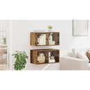 vidaXL Fali Szekrények 2 pcs Öreg fa 68 x 37 x 35 cm Faanyag