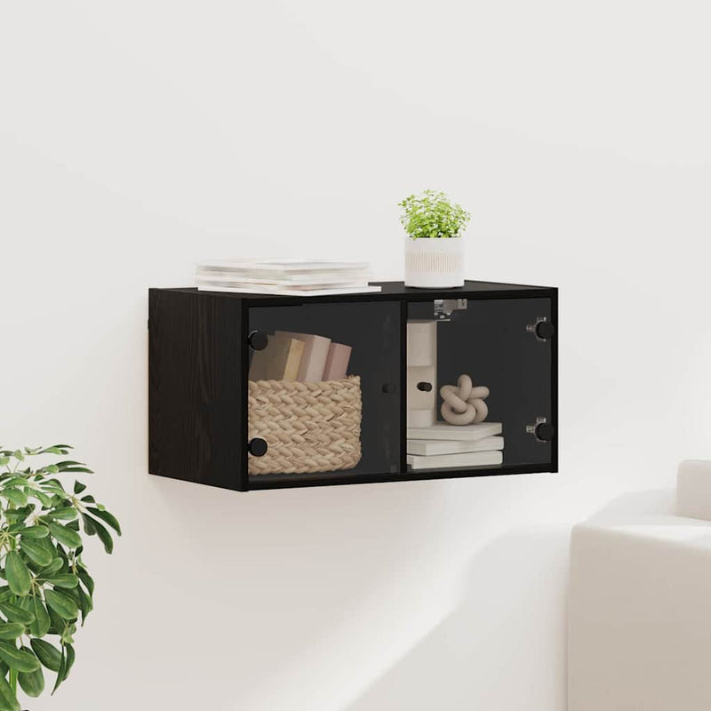 vidaXL Fali Szekrény Fekete tölgy 68 x 37 x 35 cm Faanyag