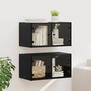 vidaXL Fali Szekrények 2 db 68 x 37 x 35 cm Szerelt Fa Fekete tölgy