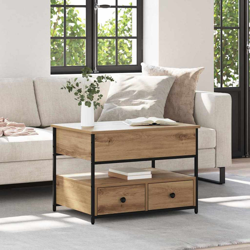 vidaXL Dohányzóasztal fiókkal Artisan tölgy 70 x 50 x 54.5 cm Faanyag