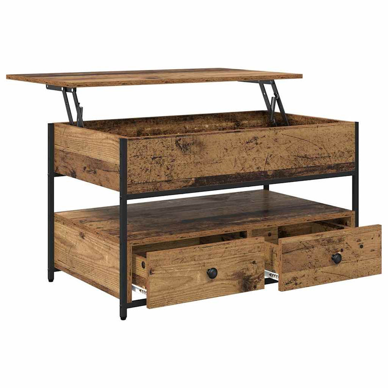 vidaXL Dohányzóasztal fiókkal Öreg fa 85 x 50 x 50 cm Faanyag