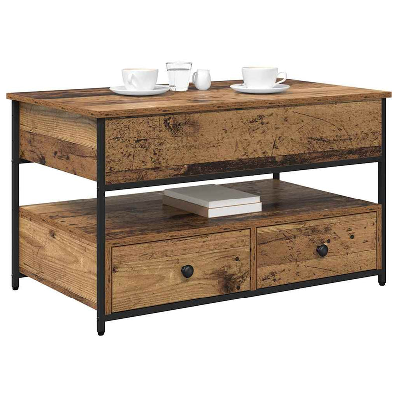 vidaXL Dohányzóasztal fiókkal Öreg fa 85 x 50 x 50 cm Faanyag