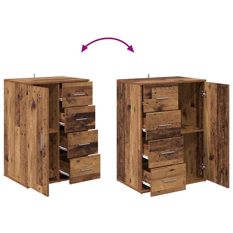 vidaXL Széf fiókkal Öreg fa 59 x 39 x 80 cm Faanyag