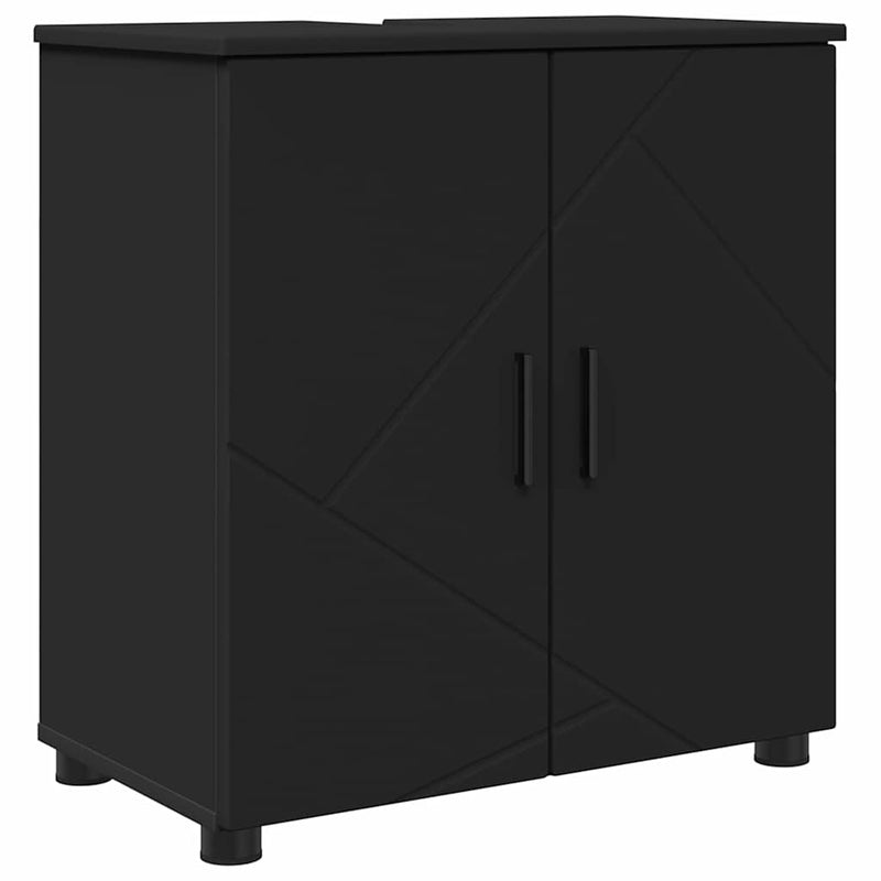 vidaXL Fürdőszoba Székény polcokkal Fekete 61 x 35 x 64 cm Faanyag