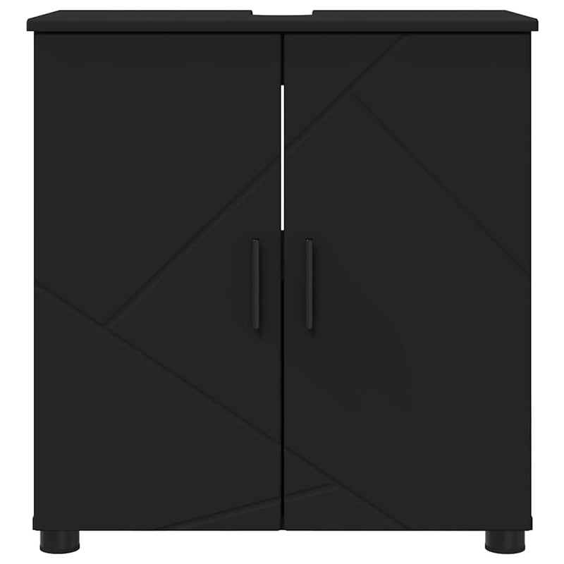vidaXL Fürdőszoba Székény polcokkal Fekete 61 x 35 x 64 cm Faanyag