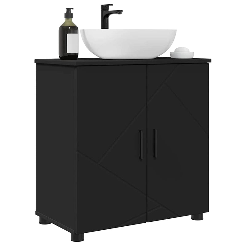 vidaXL Fürdőszoba Székény polcokkal Fekete 61 x 35 x 64 cm Faanyag