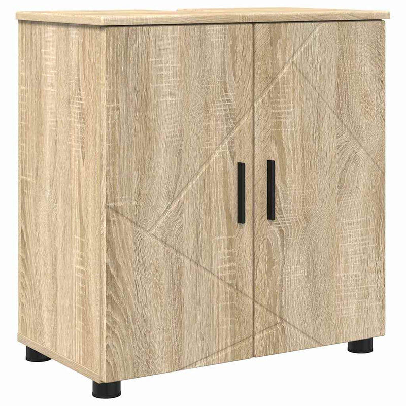 vidaXL Fürdőszoba Székény ajtóval sonoma tölgy 61 x 35 x 64 cm Faanyag