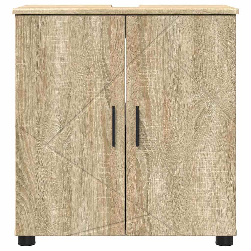 vidaXL Fürdőszoba Székény ajtóval sonoma tölgy 61 x 35 x 64 cm Faanyag