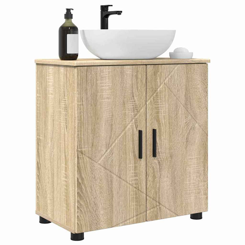 vidaXL Fürdőszoba Székény ajtóval sonoma tölgy 61 x 35 x 64 cm Faanyag