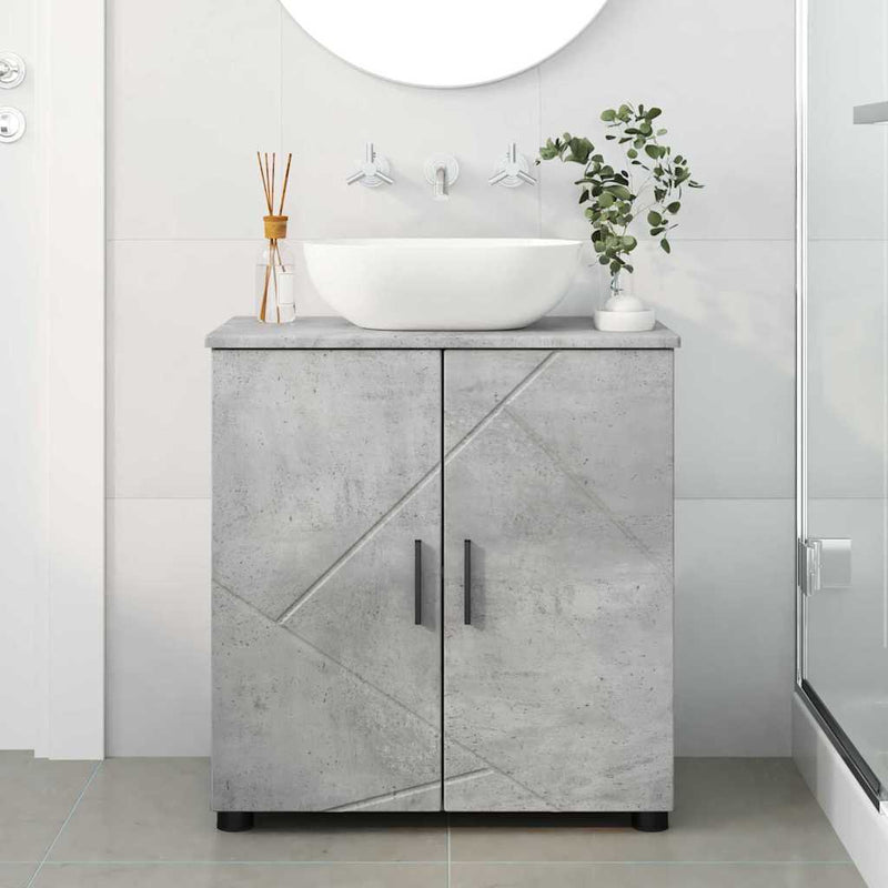 vidaXL Fürdőszoba Székény ajtóval Beton szürke 61 x 35 x 64 cm Faanyag
