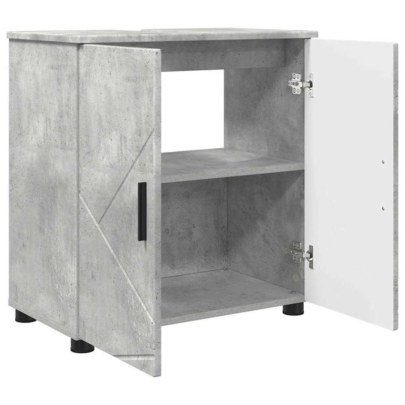 vidaXL Fürdőszoba Székény ajtóval Beton szürke 61 x 35 x 64 cm Faanyag