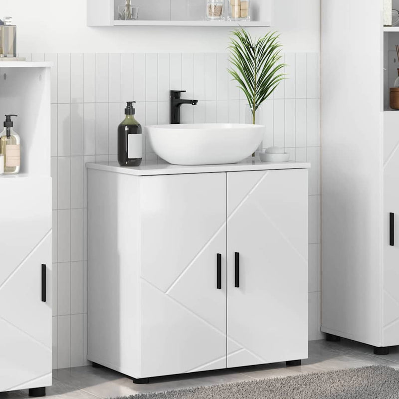 vidaXL Fürdőszoba Székény Magasfényű fehér 61 x 35 x 64 cm Faanyag