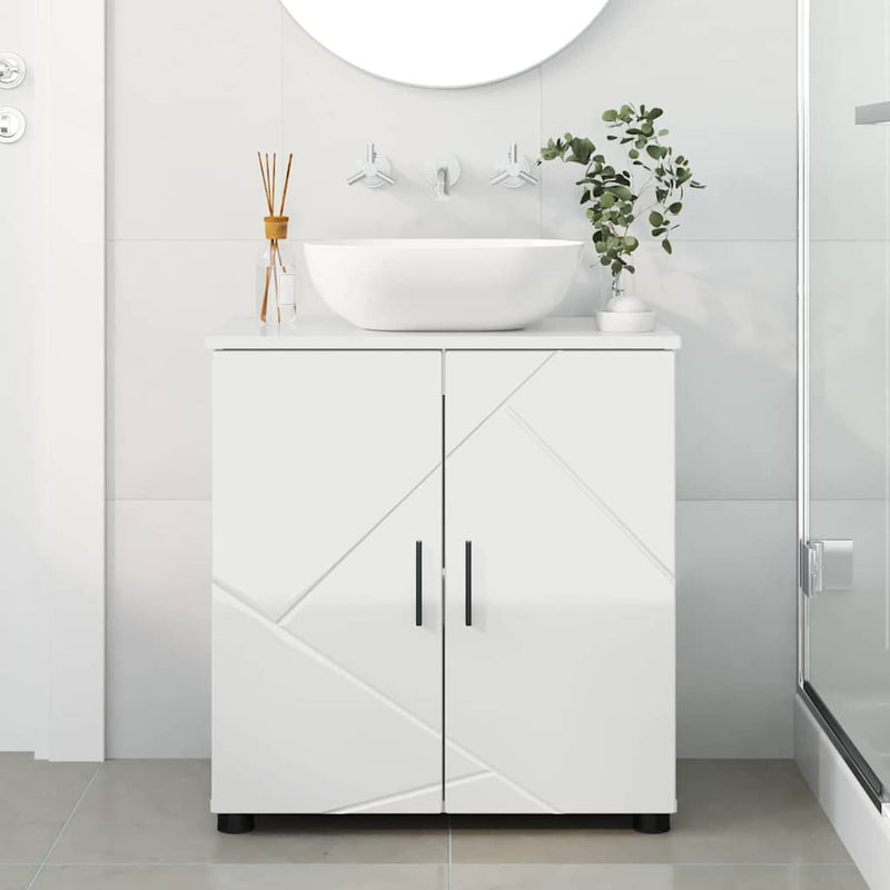 vidaXL Fürdőszoba Székény Magasfényű fehér 61 x 35 x 64 cm Faanyag