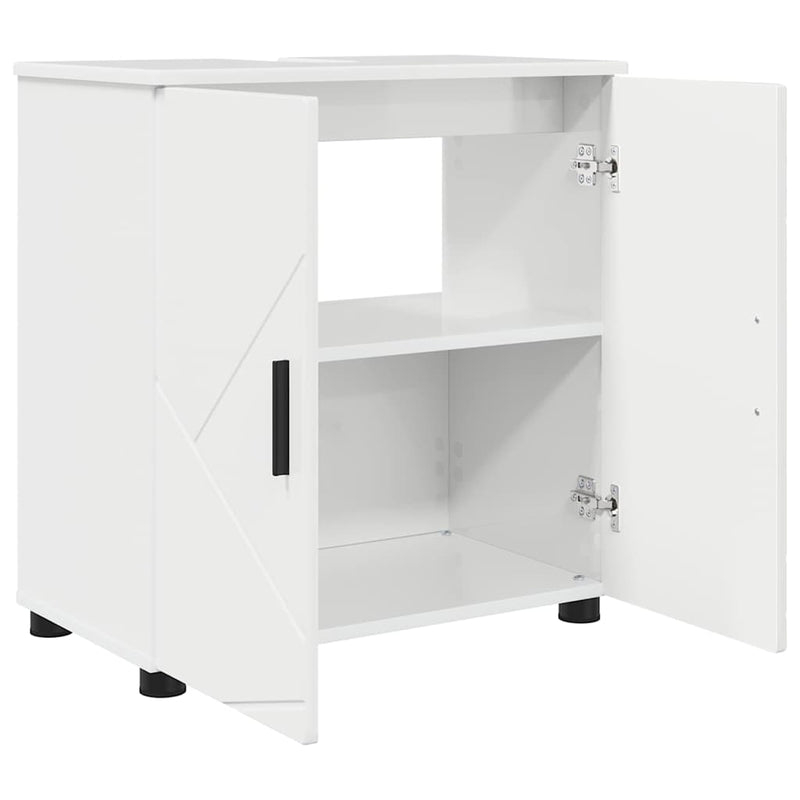vidaXL Fürdőszoba Székény Magasfényű fehér 61 x 35 x 64 cm Faanyag