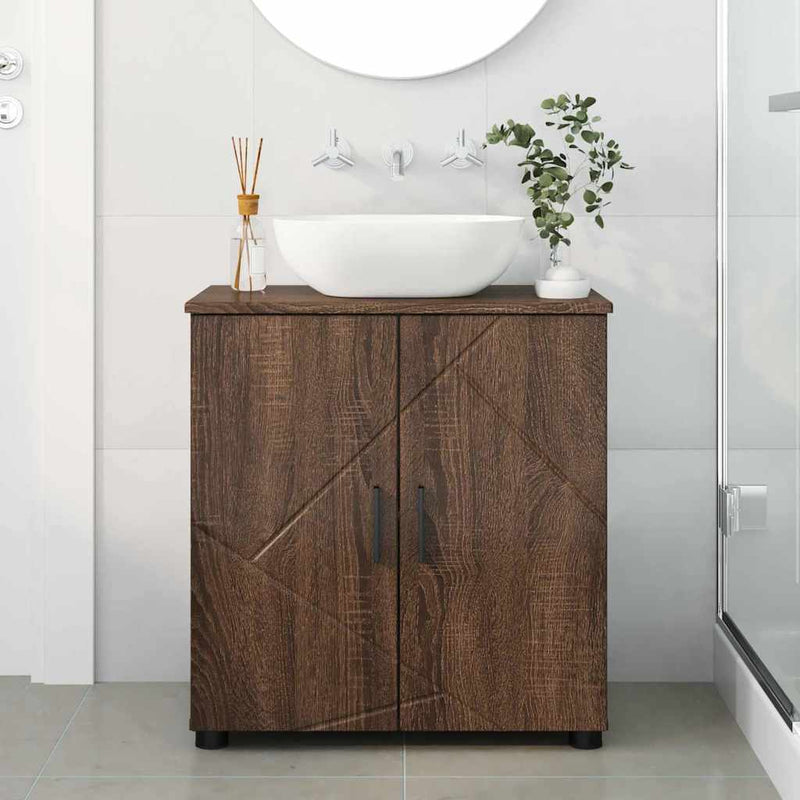 vidaXL Fürdőszoba Székény ajtóval barna tölgy 61 x 35 x 64 cm Faanyag