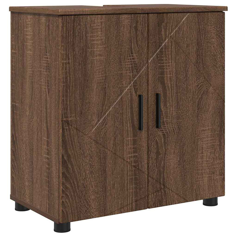 vidaXL Fürdőszoba Székény ajtóval barna tölgy 61 x 35 x 64 cm Faanyag