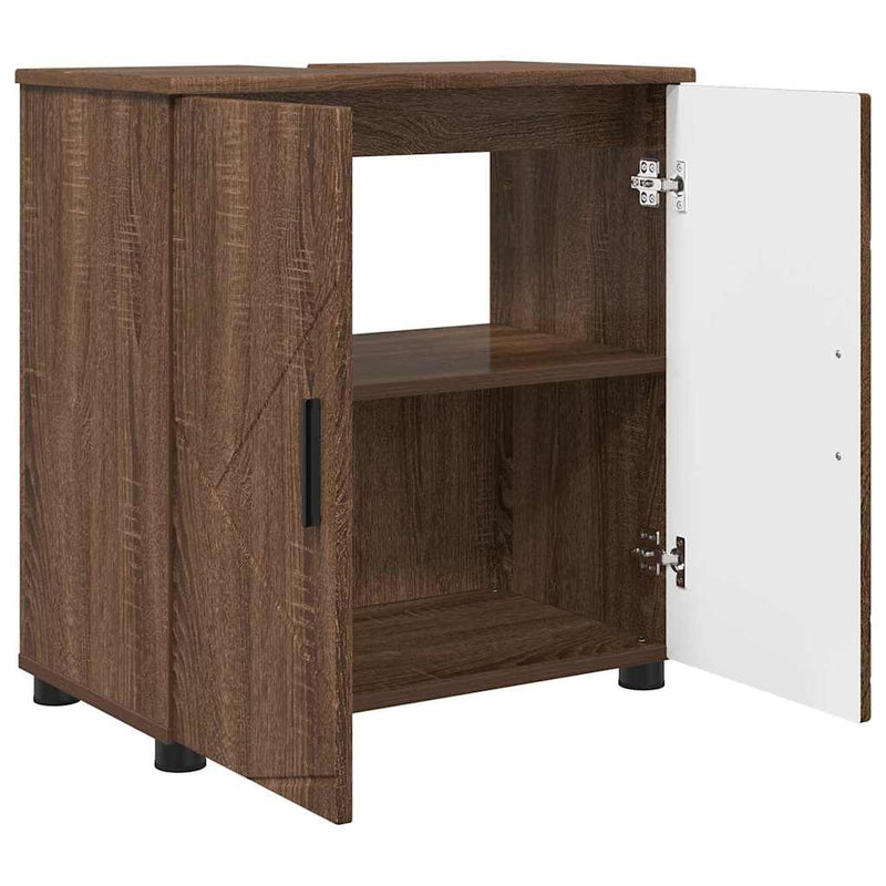 vidaXL Fürdőszoba Székény ajtóval barna tölgy 61 x 35 x 64 cm Faanyag