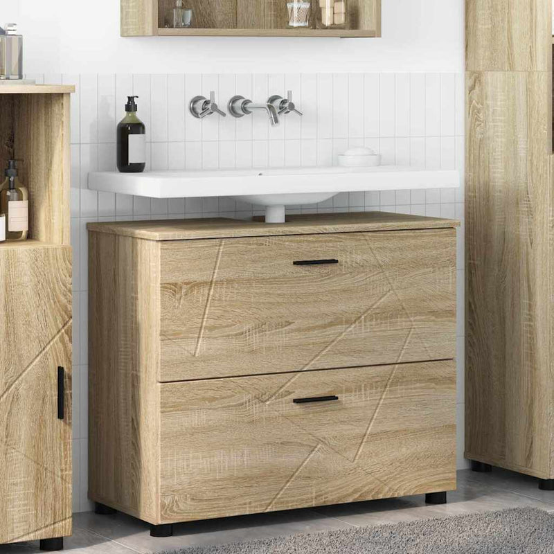vidaXL Fürdőszoba Székény sonoma tölgy 76.5 x 35 x 64 cm Faanyag