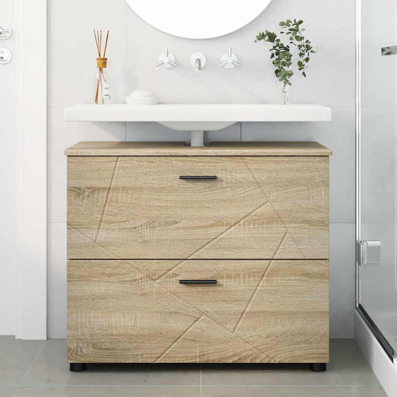 vidaXL Fürdőszoba Székény sonoma tölgy 76.5 x 35 x 64 cm Faanyag