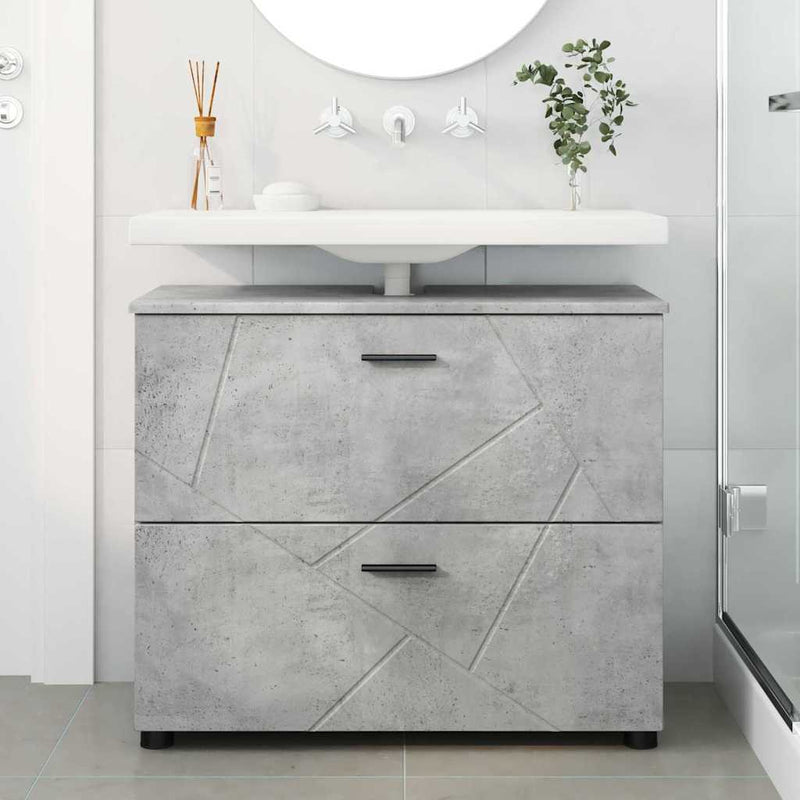 vidaXL Fürdőszoba Székény Beton szürke 76.5 x 35 x 64 cm Faanyag