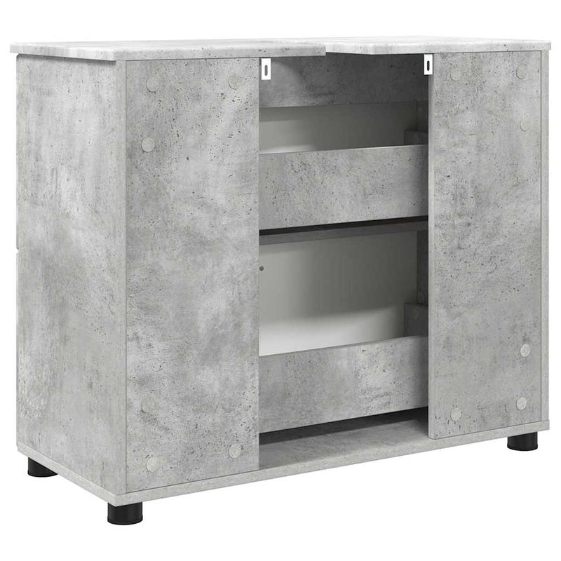 vidaXL Fürdőszoba Székény Beton szürke 76.5 x 35 x 64 cm Faanyag