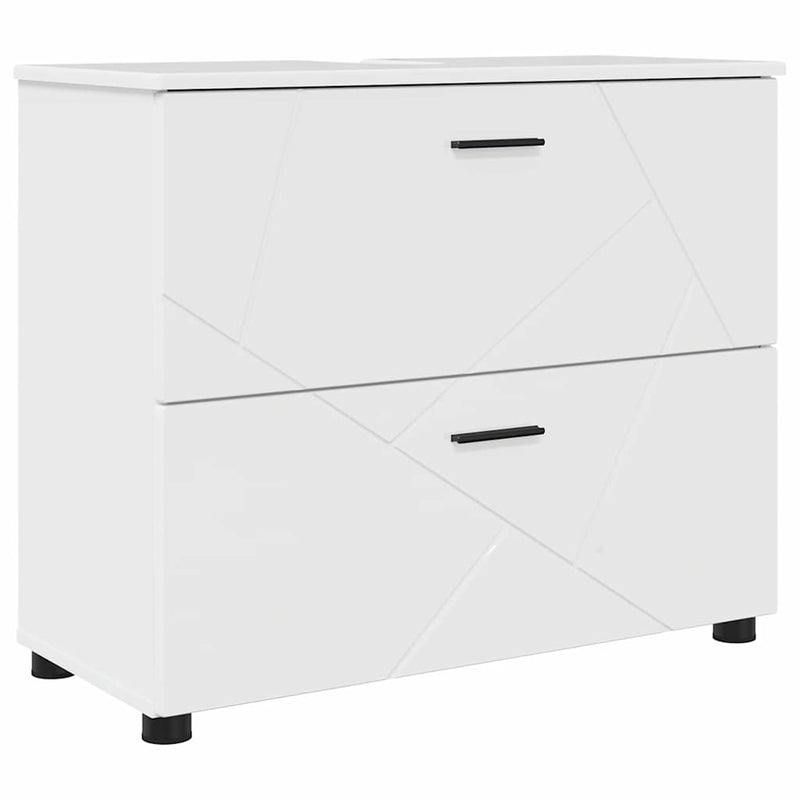 vidaXL Fürdőszoba Székény Magasfényű fehér 76.5 x 35 x 64 cm Faanyag