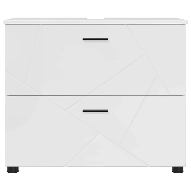 vidaXL Fürdőszoba Székény Magasfényű fehér 76.5 x 35 x 64 cm Faanyag