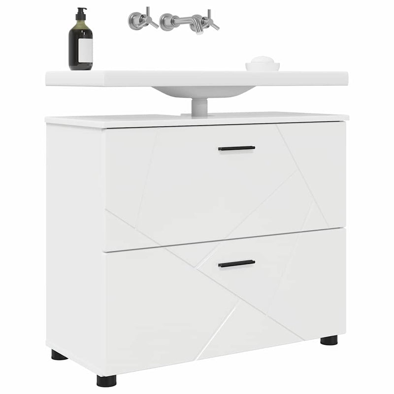 vidaXL Fürdőszoba Székény Magasfényű fehér 76.5 x 35 x 64 cm Faanyag