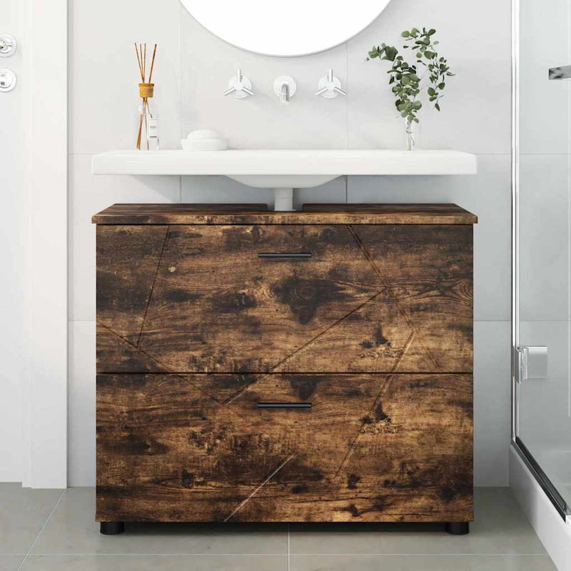 vidaXL Fürdőszoba Székény Füstölt tölgy 76.5 x 35 x 64 cm Faanyag