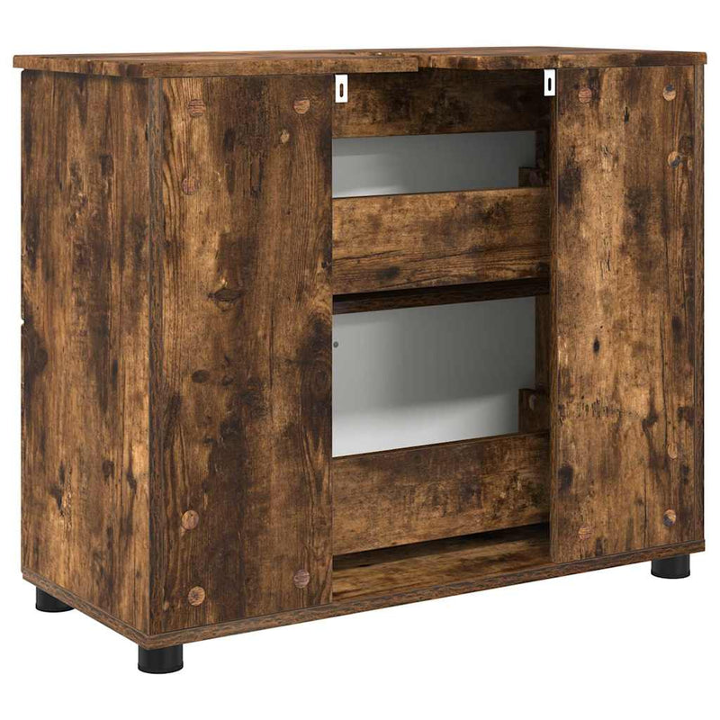 vidaXL Fürdőszoba Székény Füstölt tölgy 76.5 x 35 x 64 cm Faanyag