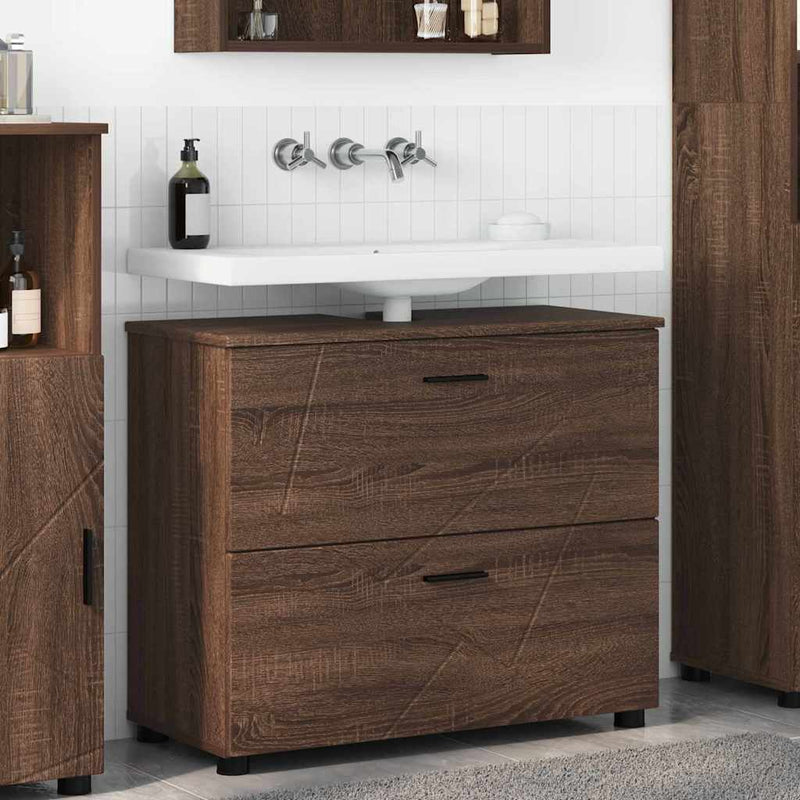 vidaXL Fürdőszoba Székény barna tölgy 76.5 x 35 x 64 cm Faanyag