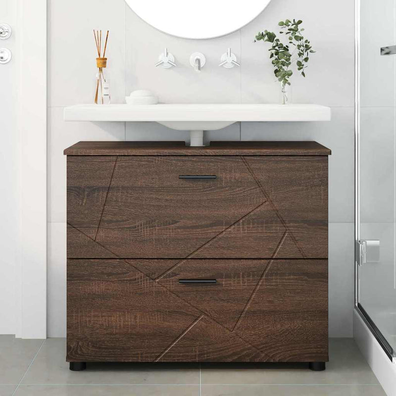 vidaXL Fürdőszoba Székény barna tölgy 76.5 x 35 x 64 cm Faanyag