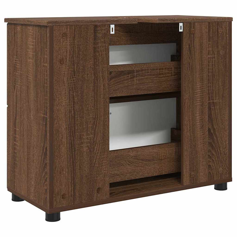 vidaXL Fürdőszoba Székény barna tölgy 76.5 x 35 x 64 cm Faanyag