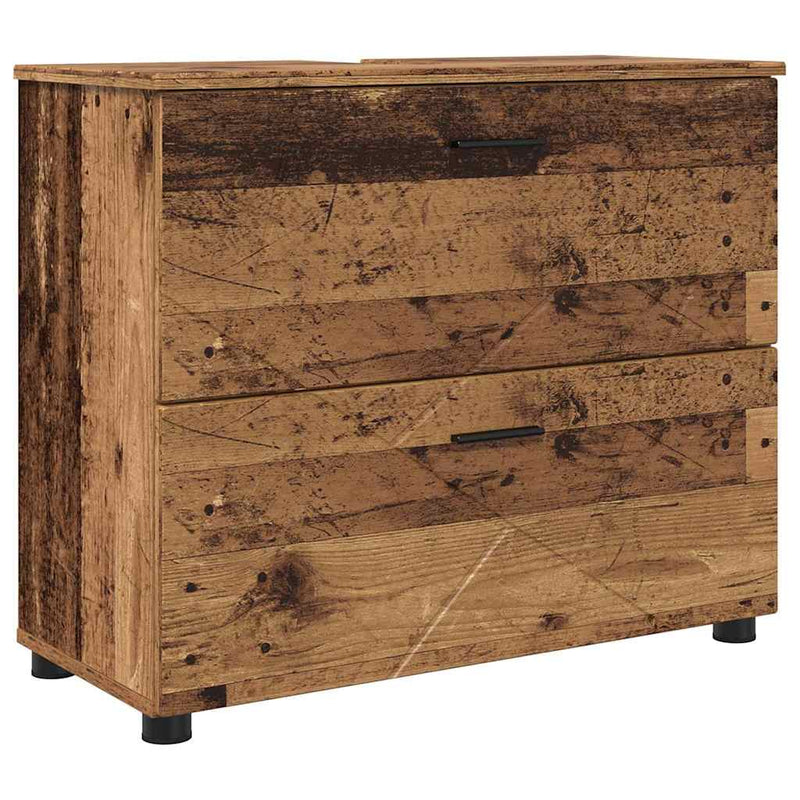 vidaXL Fürdőszoba Székény fiókkal Régi fa 76.5 x 35 x 64 cm Faanyag