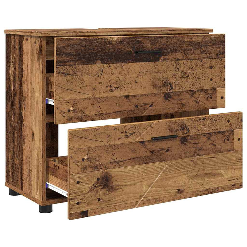 vidaXL Fürdőszoba Székény fiókkal Régi fa 76.5 x 35 x 64 cm Faanyag
