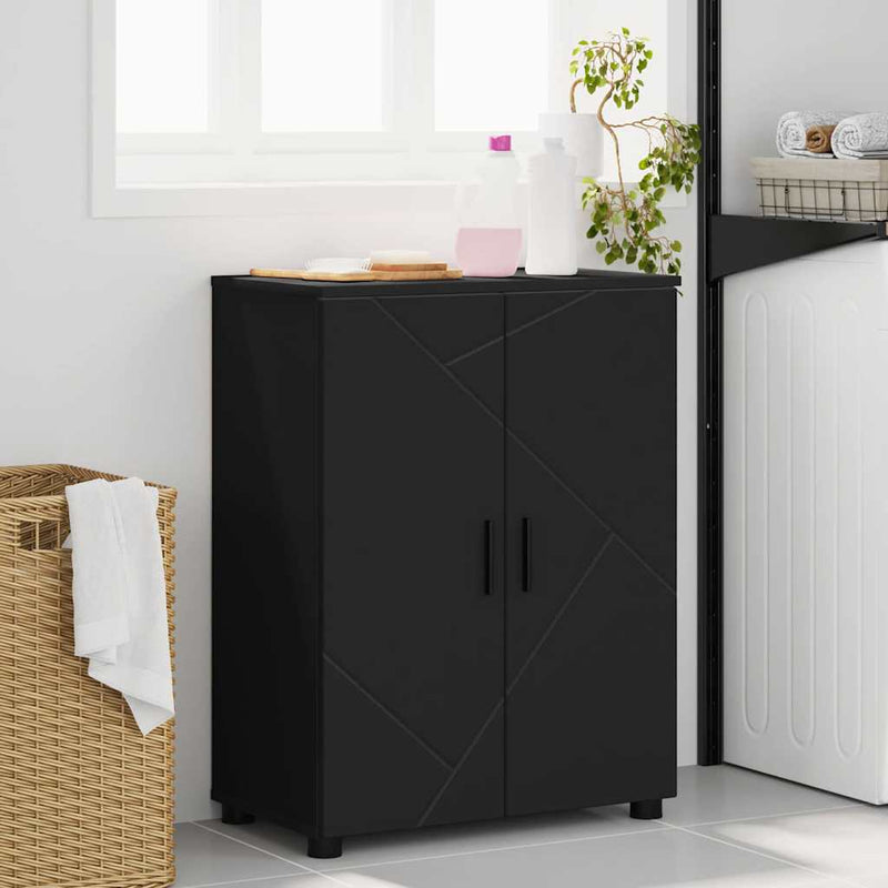 vidaXL Fürdőszoba Székény polcokkal Fekete 60 x 35 x 80 cm Faanyag