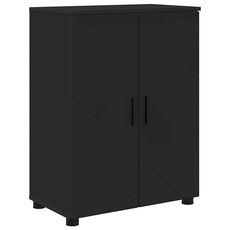 vidaXL Fürdőszoba Székény polcokkal Fekete 60 x 35 x 80 cm Faanyag
