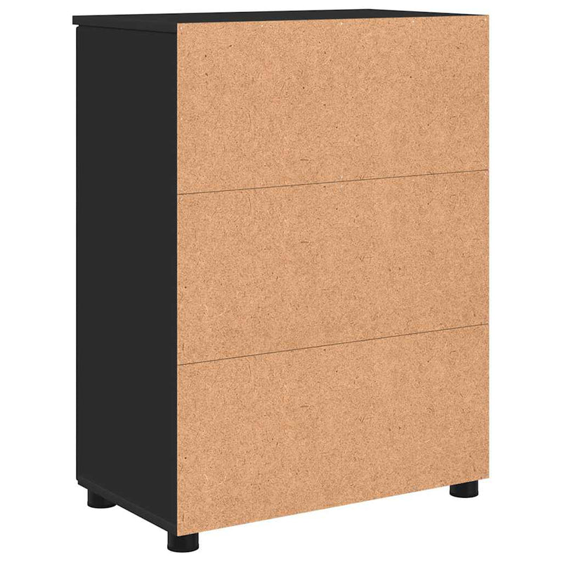 vidaXL Fürdőszoba Székény polcokkal Fekete 60 x 35 x 80 cm Faanyag