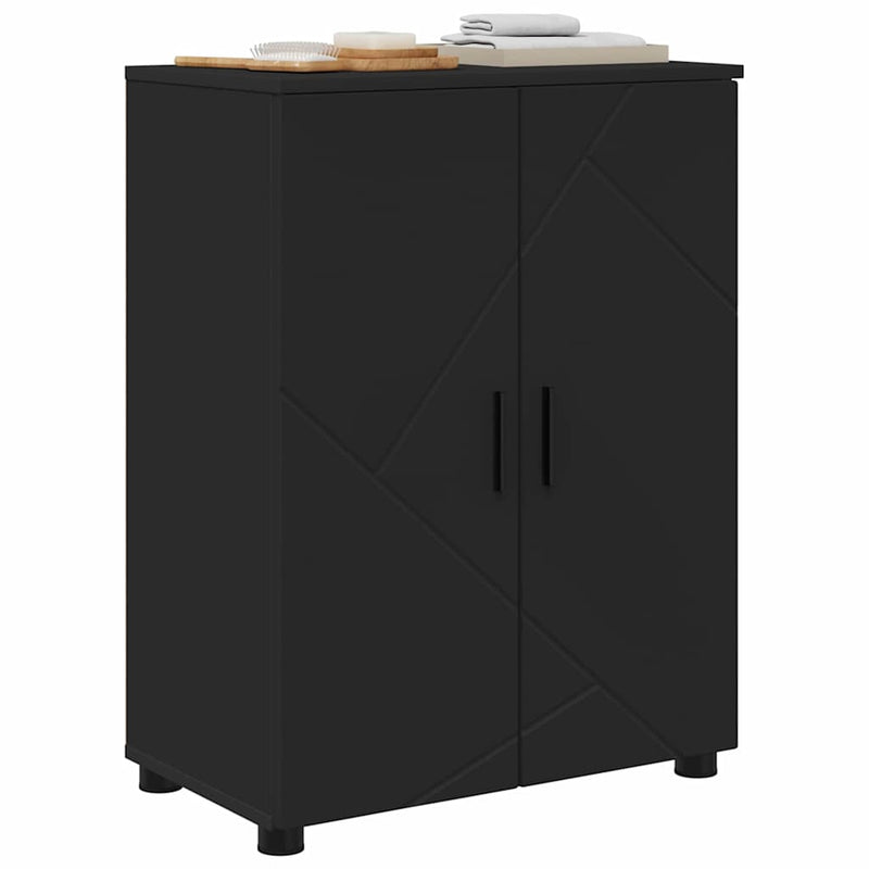 vidaXL Fürdőszoba Székény polcokkal Fekete 60 x 35 x 80 cm Faanyag