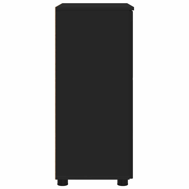 vidaXL Fürdőszoba Székény polcokkal Fekete 60 x 35 x 80 cm Faanyag