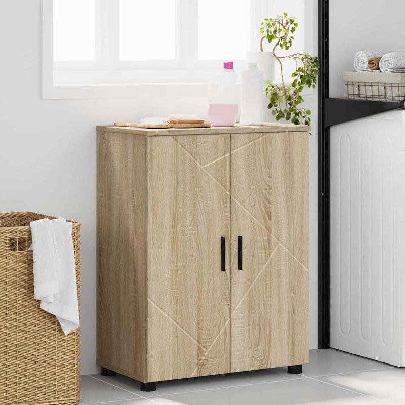 vidaXL Fürdőszoba Székény ajtóval sonoma tölgy 60 x 35 x 80 cm Faanyag